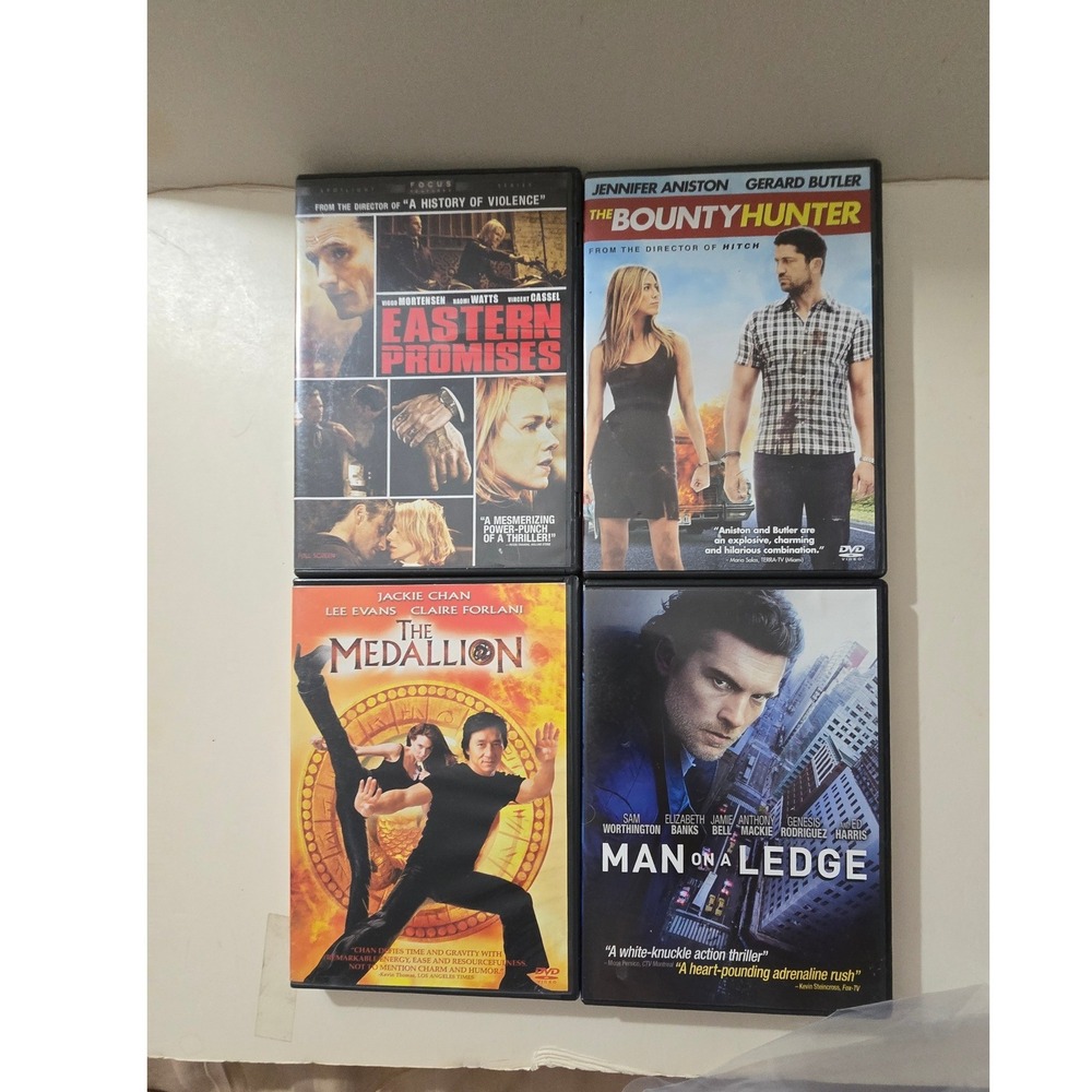 Lot of 4 Action Thriller DVDs Eastern Promises Bounty Hunter Medallion Man Ledge